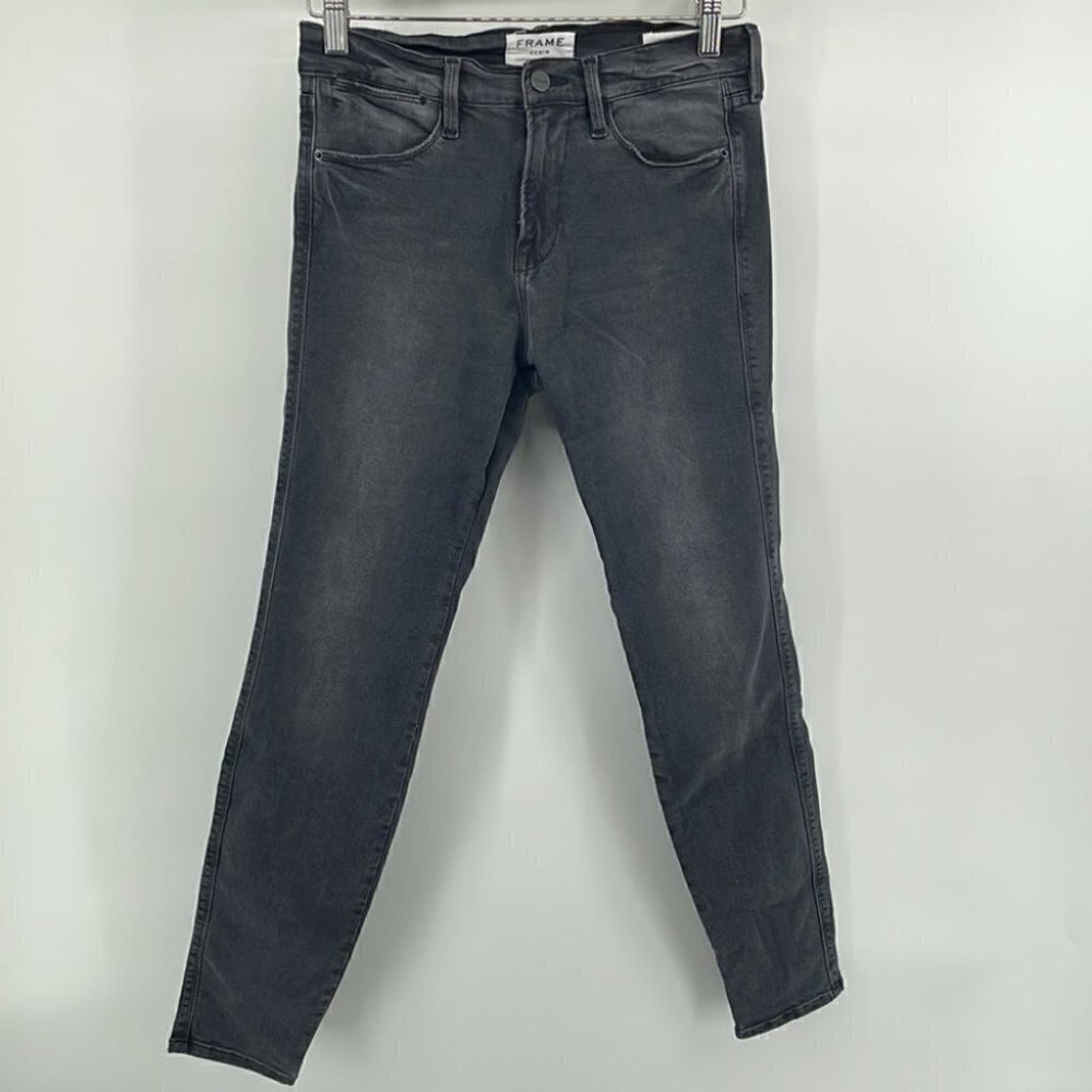 frame Denim Le High Skinnyin grey black stretch sz 28
